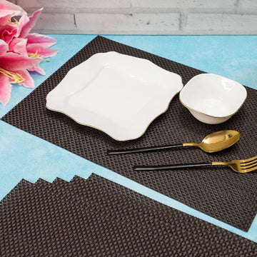 Malakos Elegant 6 Washable Table Mat Set (Black & Brown)